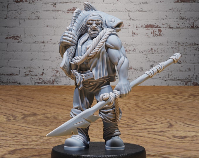 Orc Villager Fisherman - 28mm Scale - Epic Miniatures - Festival Village