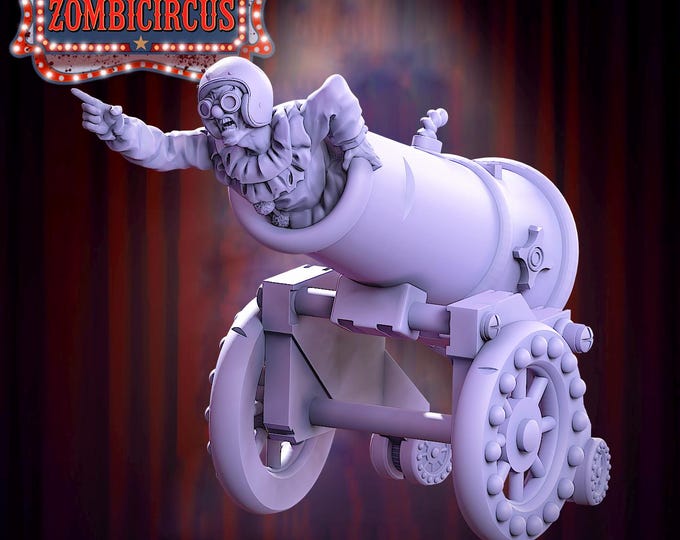 Zombie In a Cannon - 32mm - VaultZ - Zombie Circus - For games like Zombicide, This Is Not A Test, County Road Z