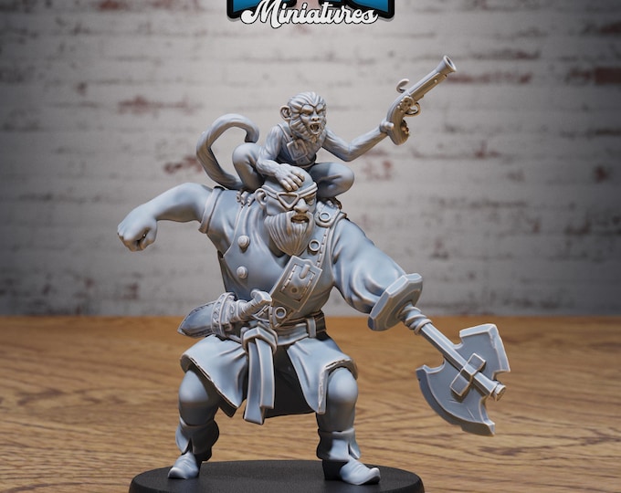 Pirate Crew Monkey Tamer - 28/32mm Scale - Epic Miniatures - Deep Dive