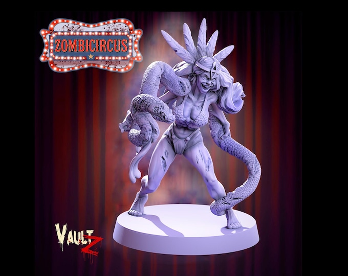 Zombies Snake Mistress - 32mm - VaultZ - Zombie Circus - For games like Zombicide, This Is Not A Test, County Road Z
