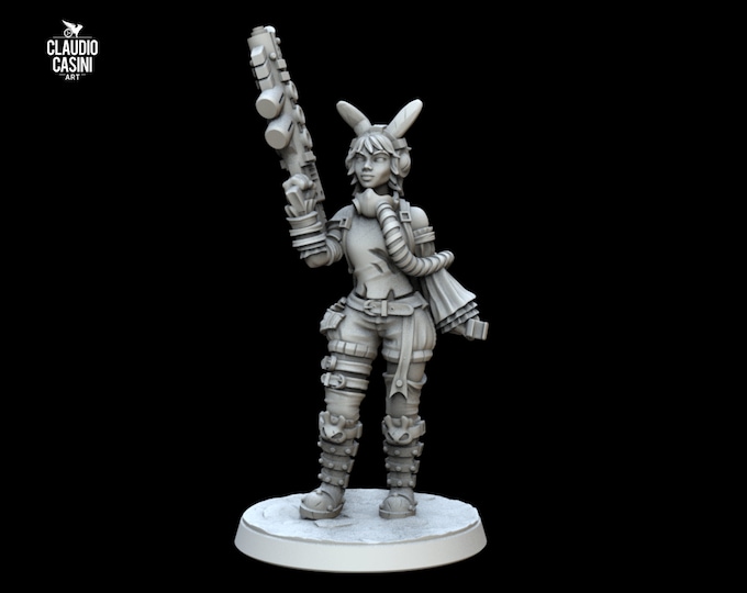 Sci-Fi Bunny Girl - 28mm or 32mm - Claudio Casini Art - Also good for post apocalyptic gaming!