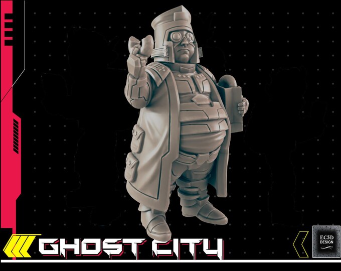 Cop with Donut - Cyberpunk/Sci-Fi NPC - 28mm or 32mm - Ghost City