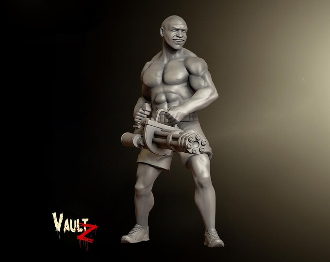 Trey Gym Survivor with machine gun - 28/32mm - VaultZ - For games like Zombicide, This Is Not A Test, County Road Z