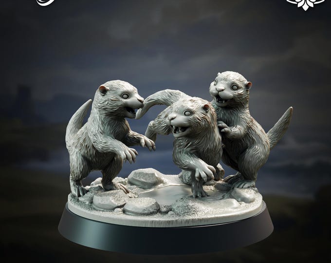 Baby Otters (for 25mm base) - 28/32mm - The Printing Goes Ever On - Dungeons and Dragons - Pathfinder - Fantasy