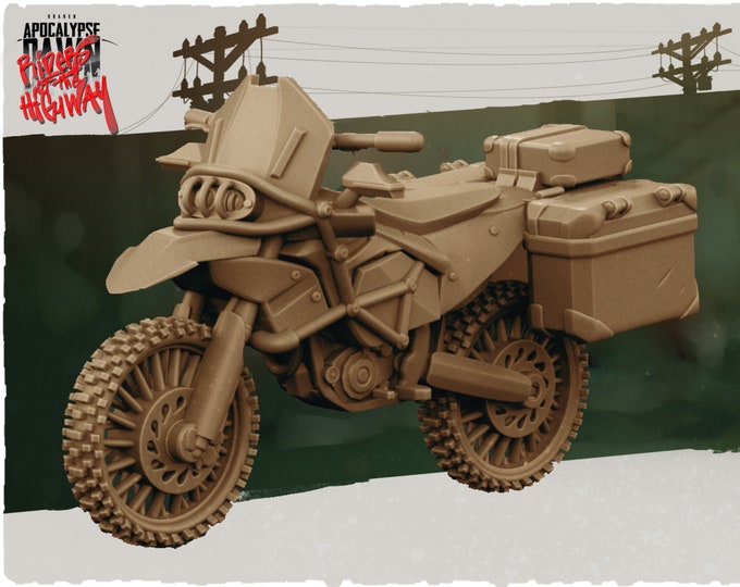 Motorcycle 5 - 32mm Scale - Kraken Studios Riders of the Highway - Great for Fallout Wasteland Warfare, Zombicide and This Is Not A Test!