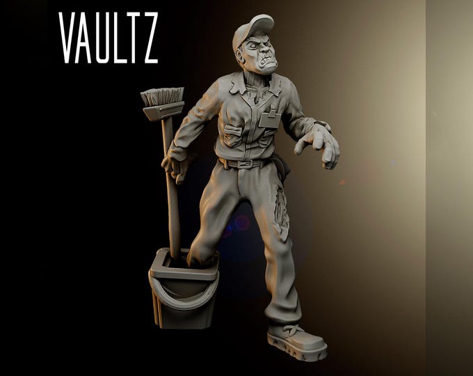 Caretaker Zombie - 32mm - VaultZ - For games like Zombicide, This Is Not A Test, County Road Z