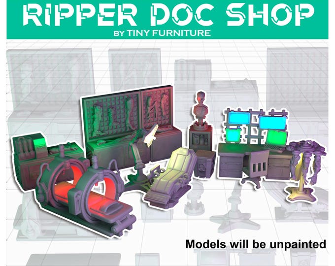 Ripper Doc Shop - Science Fiction Space Theme (cybernetic  Prosthetics) - 28mm/32mm - Tiny Furniture - UNPAINTED