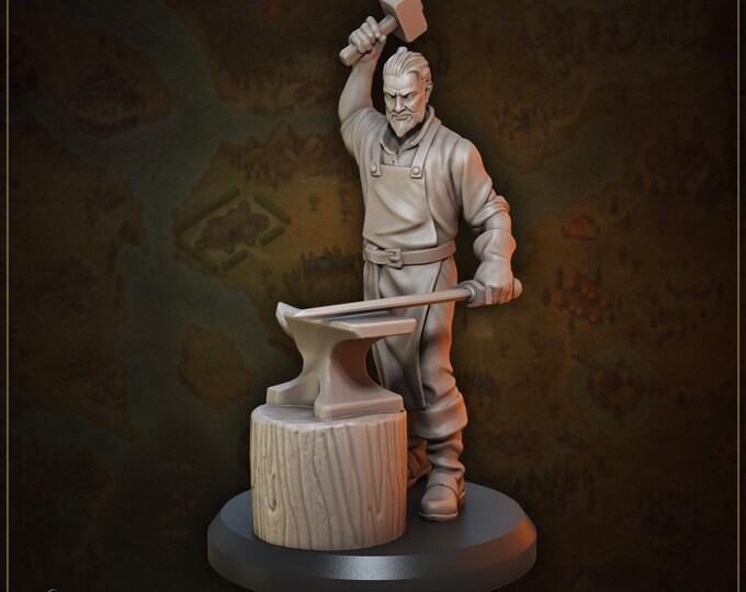 Villager Blacksmith Oswald - 28/32/35mm - Great Grimoire - Dungeons and Dragons - Pathfinder - Great Folks