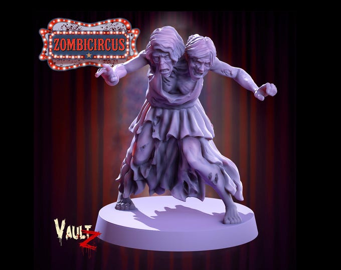 Siamese Twin Zombies - 32mm - VaultZ - Zombie Circus - For games like Zombicide, This Is Not A Test, County Road Z