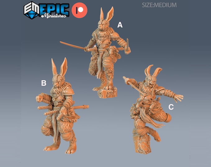 Rabbitfolk (Herengon) Blademaster - 28mm Scale - Epic Miniatures - Easter Surprise
