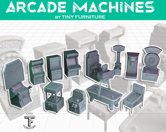 Arcade Games - Science Fiction Space Theme - 28mm/32mm - Tiny Furniture - UNPAINTED