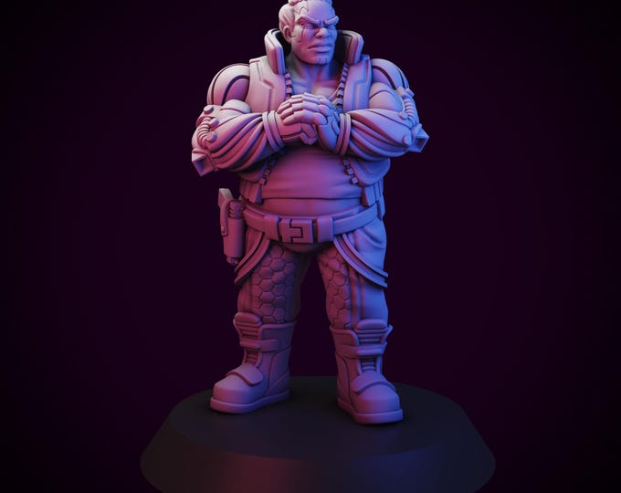 Cyberpunk Heavy Bodyguard - Cyberpunk/Sci-Fi/Post apocalyptic  - 28mm or 32mm - Good Doctor Creative