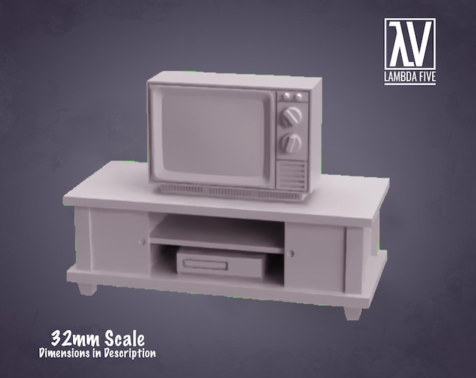 Retro TV Console with VCR  - 32mm - Lambda5 - Retro 80s scenery and scatter! Or modern, it could be modern!