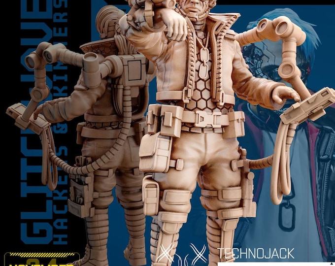 TechnoJack (2 poses available) - 28/32mm - Unit9 - Metal Slammers -  Cyberpunk/science Fiction/Futuristic/Cybernetics miniatures