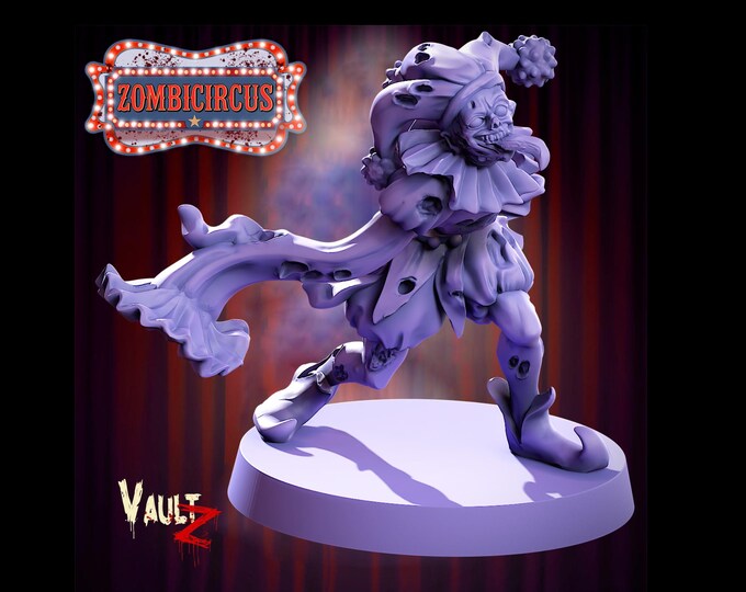 Long Sleeved Clown Zombie - 32mm - VaultZ - ZombieCircus - For games like Zombicide, This Is Not A Test, County Road Z