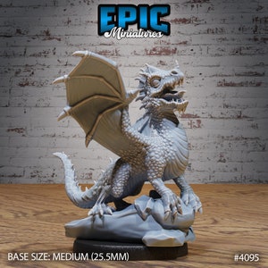 Green Dragon Wyrmling (Baby Dragon!) - 28mm Scale - Epic Miniatures - Elven Storm - For 25mm Base