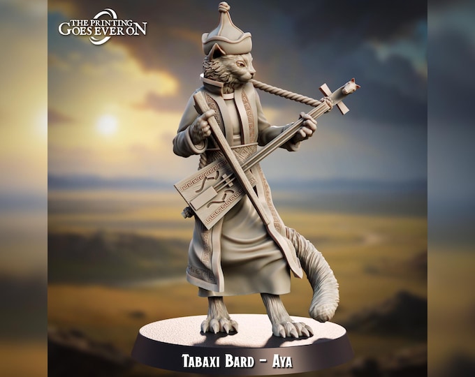 Tabaxi Bard (Catfolk)- 28mm - The Printing Goes Ever On - Dungeons and Dragons - Pathfinder - Fantasy