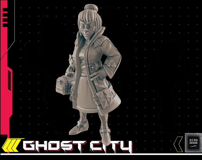 Female Courier - Cyberpunk Theme - 28mm or 32mm Scale - Ghost City