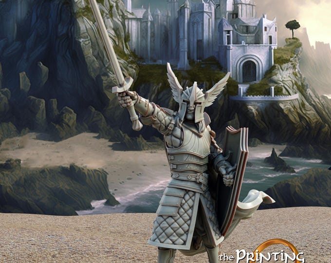 Elf Swan Prince in heavy armor- 28/32mm - The Printing Goes Ever On - Dungeons and Dragons - Pathfinder - Fantasy