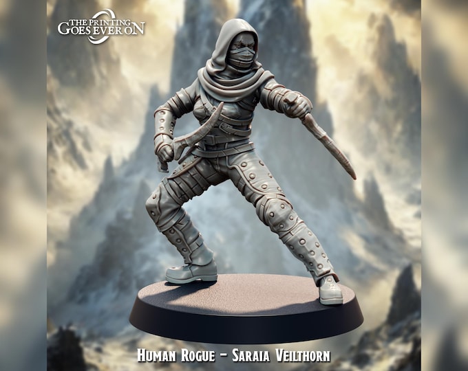 Human Female Rogue Saraia Veilthorn - 28mm - The Printing Goes Ever On - Dungeons and Dragons - Pathfinder - Fantasy