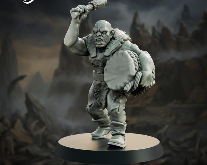 Orc Drummer - 28/32mm - The Printing Goes Ever On - Dungeons and Dragons - Pathfinder - Fantasy