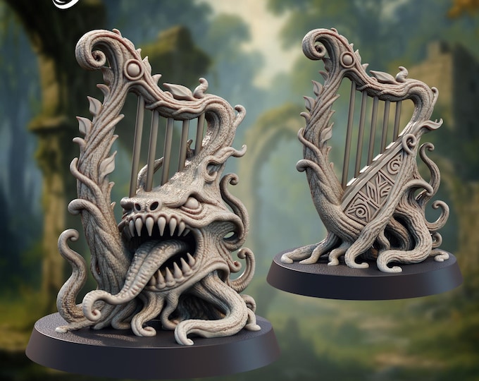 Elven Mimic Harp -  The Printing Goes Ever On - Dungeons and Dragons - Pathfinder - Fantasy - Dead Elves And Prism Spells