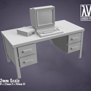 Retro Computer Desk  - 32mm - Lambda5 - Retro 80s scenery and scatter! Or modern, it could be modern!