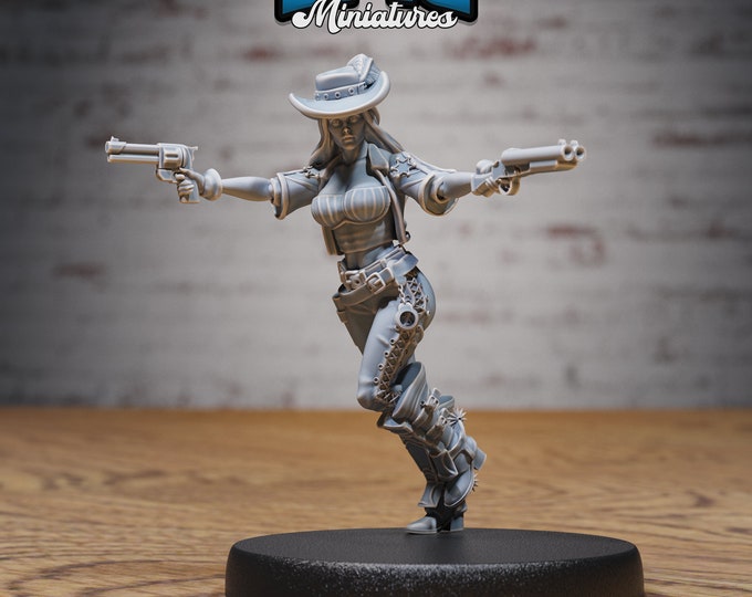 Wild West Gunslinger (Female) - 28mm Scale - Epic Miniatures - Fantasy Wild West