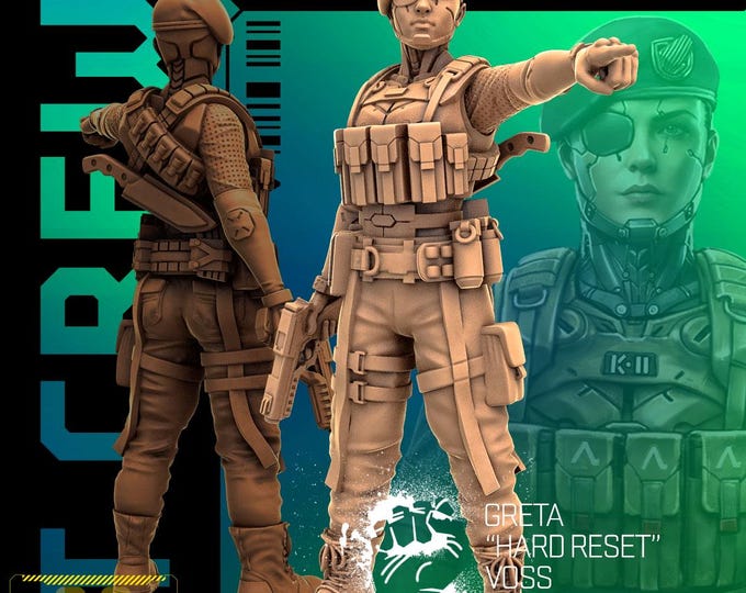 Greta "Hard Rest" Voss (2 poses available) - 28/32mm - Unit9 - B Mob - Cyberpunk/science Fiction/Futuristic/Cybernetics mini