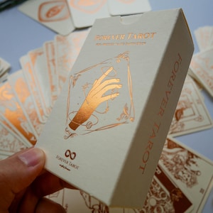 Cream Tarot Deck With Copper Foil-Pressed, Everything Foil Tarot Deck, Foil-pressed Waite-Smith Design Tarot Deck, Cream and Copper Tarot image 10