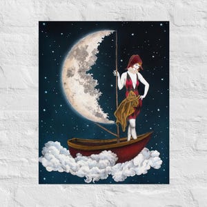 Surreal Moonlight Art Print: Whimsical Harlequin Dreamscape