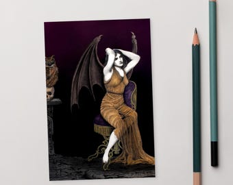 Lilith Feminist Art Print: Dark Goddess Mythology, Niki McQueen 4x6 Collectible
