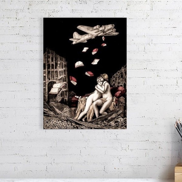 LOVE IN RUINS from the Dresden Dolls collection, premium quality limited-edition Fine Art Print, by Niki McQueen, nudes, ruins, war