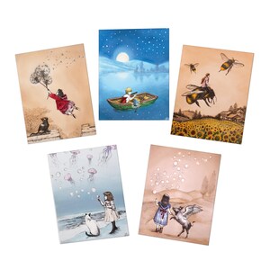 5 cartes de voeux magiques de conte de fées, chacune avec un design différent, par Niki McQueen, Offrez votre âme d'enfant