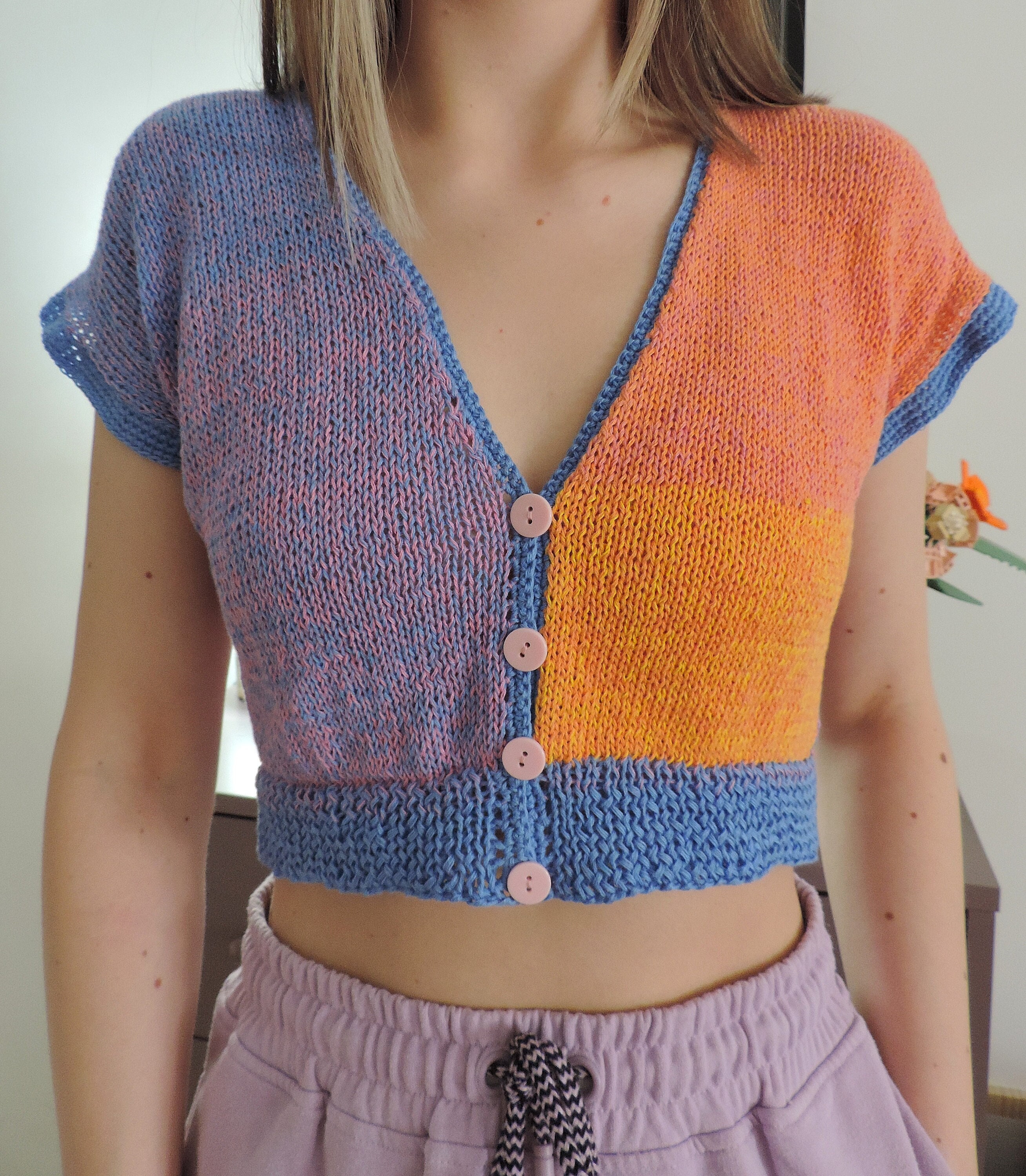 トップス mame Spots Pattern Knitted Croped mame kurogouchi/Spots Pattern Knitted Cropped Top