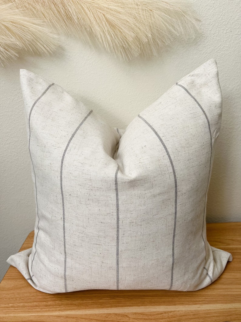 SALE Neutral Striped Pillow Cover Farmhouse Modern Pillows Etsy