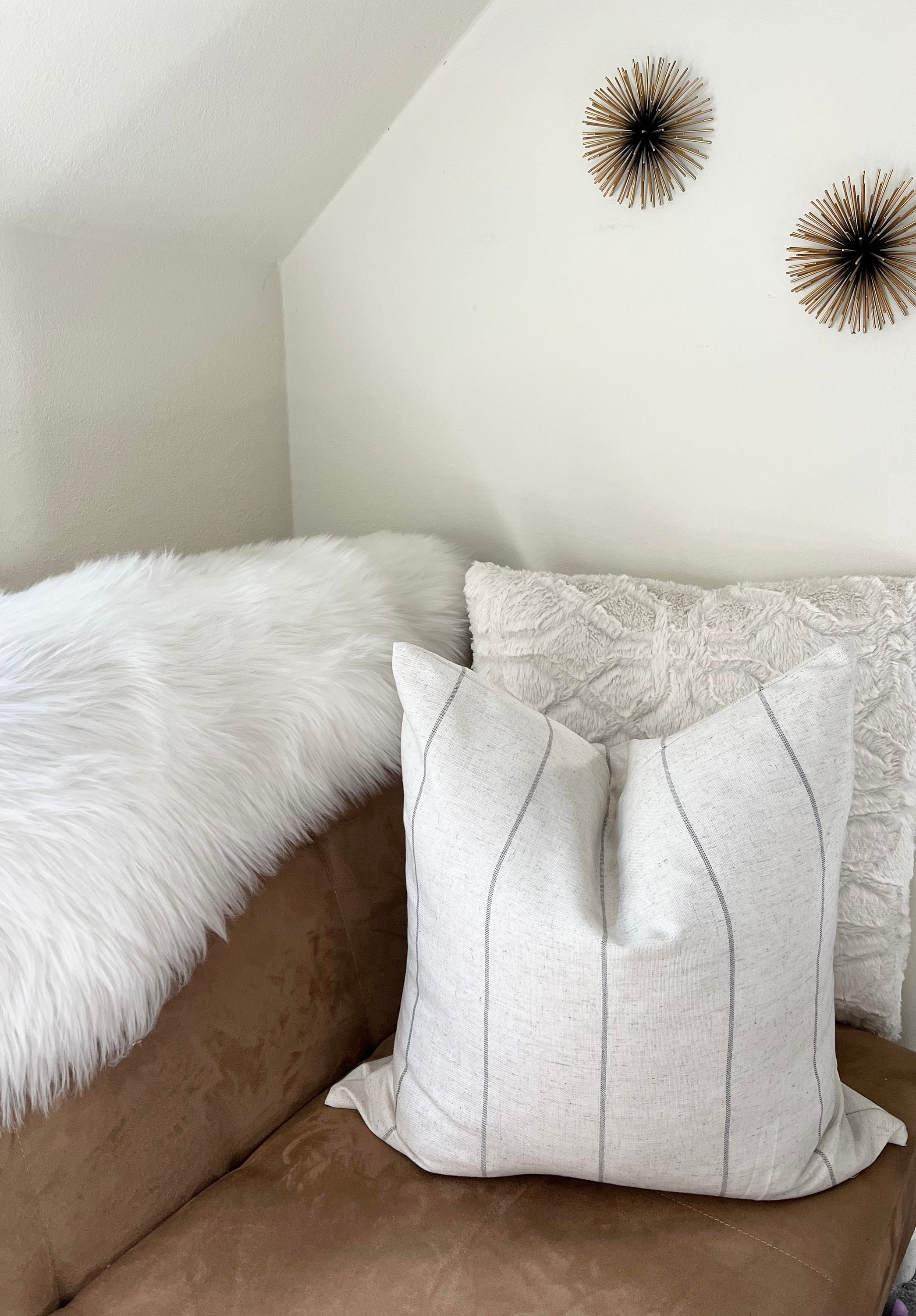 SALE Neutral Striped Pillow Cover Farmhouse Modern Pillows Etsy