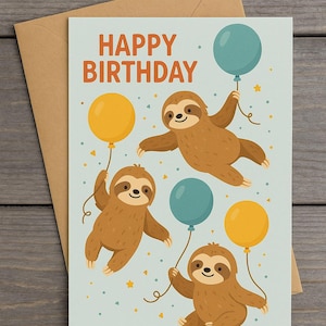 Sloth Birthday Card