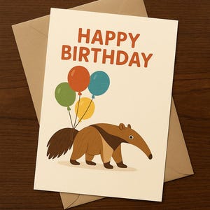 Cartão de Aniversário Tamanduá