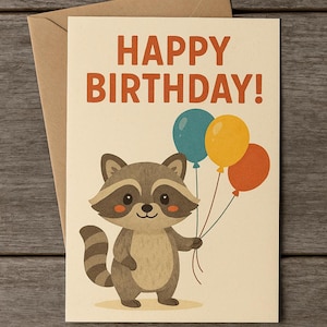 Carte d'anniversaire raton laveur