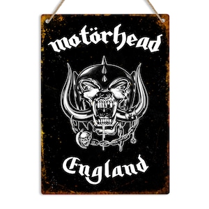 MOTORHEAD ENGLAND Vintage Retro Metal Tin Wall Sign Door Plaque Man Cave Decor Lemmy Kilmister Fan Gift Idea Rock Band Art
