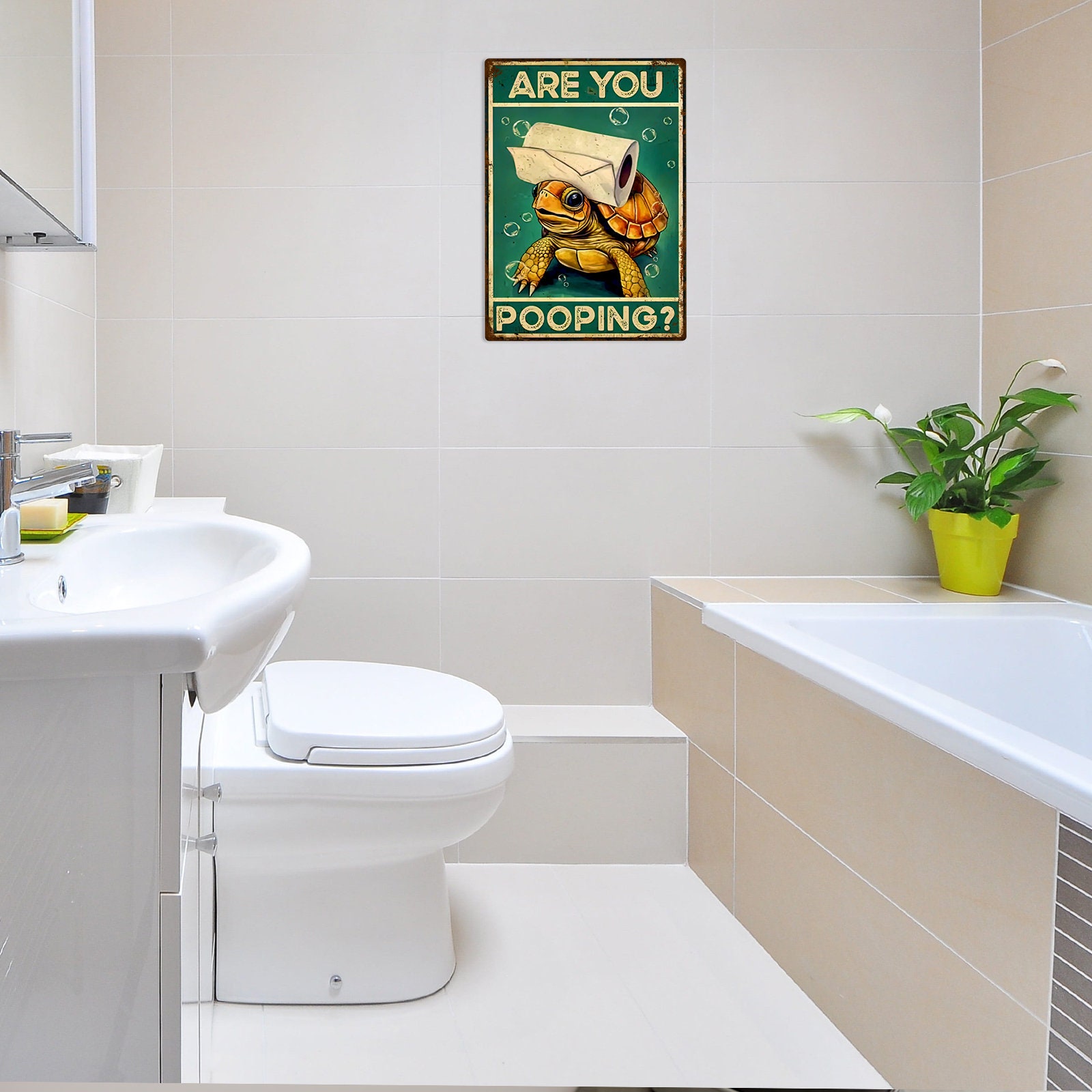 Amazing Toilet Cartello Metallico Vintage Per Bagno - Divertente Targa In Alluminio 20x30 Cm Con Scritta "Would Poop Here Again" - Decorazione Da Parete Per Interni Ed Esterni - 3