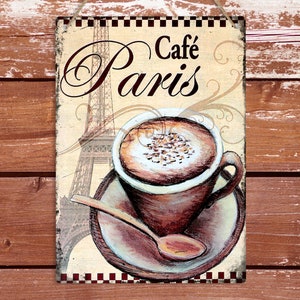 Cafe Paris Vintage Metal Sign: Retro Coffee Shop Decor