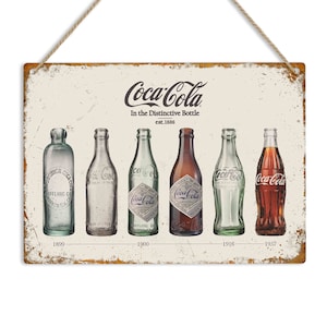 Coca Cola Bottle Evolution Metal Sign: Vintage Retro Bar Decor