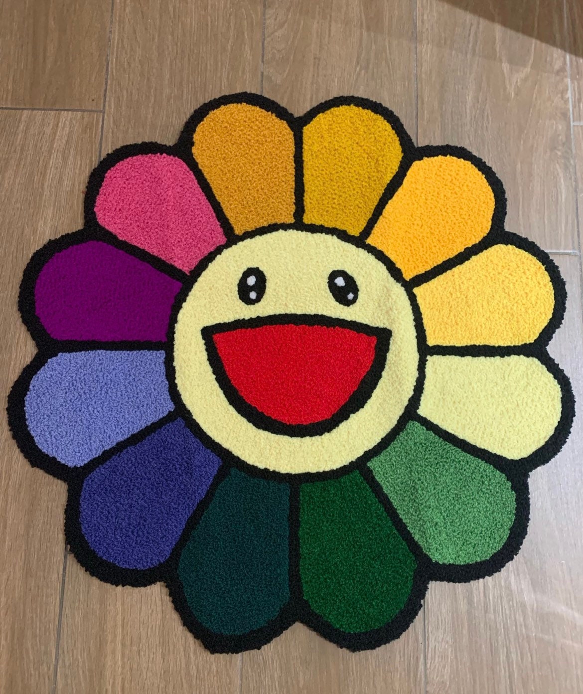 Handmade Takashi Murakami Flower Keychain Rainbow Smile 