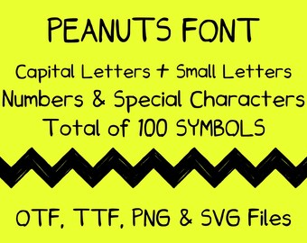 Letras SVG Peanuts - Arquivo ttf Peanuts - Arquivos PNG Peanuts - download instantâneo de arquivos otf, ttf, png e SVG, arquivo Cricut Cut | SN511