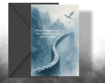 Fantasy Dragon Holiday Card: Editable Winter Scene (Digital Download)