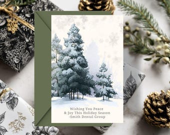 Watercolor Christmas Card: Snowy Tree Scene (Printable)