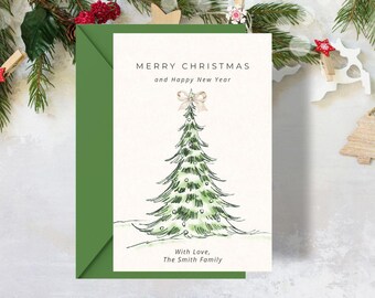 Editable Christmas Tree Card Template: Personalized Holiday Card (Canva)