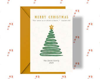 Editable Bible Verse Christmas Card | Personalized Canva Template (Digital Download)